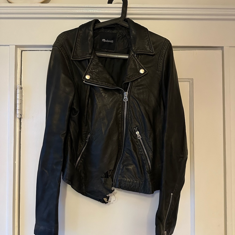 Madewell Leather bomber -torn